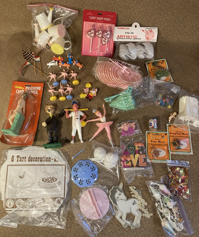 Big Lot of Vintage Wilton Cake Topper Decorating Items & Others