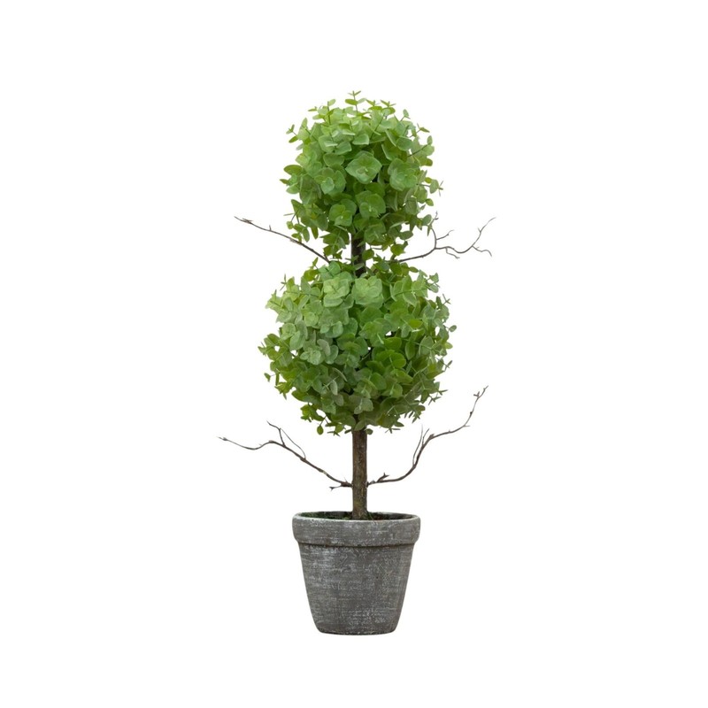 Nearly Natural 2Ft. Eucalyptus Double Ball Topiary Artificial Tree T2033