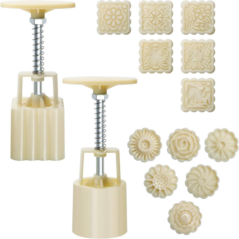 Luxiv Moon Cake Mould 50G, 12 PCS Pattern Hand-Pressure Mooncake Molds for Mid-A