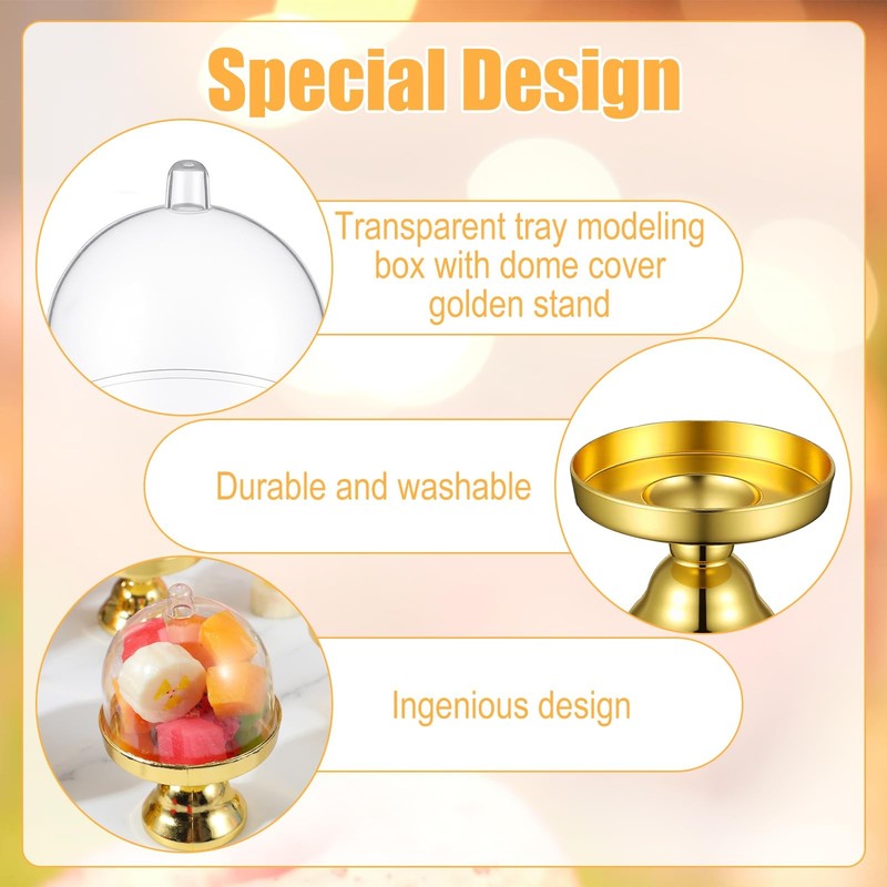 24 Pcs Mini Plastic Cake Stand with Dome Cover, Chocolate Candy Cupcake Conta... gallery