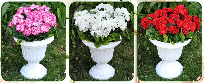 Set of 2 Artificial Flowers Potted for Outdoor, Pre-Made Faux ranium gallery