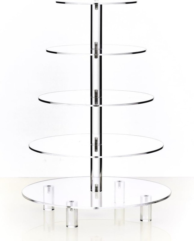 Compact 5 Tier Acrylic Cake Stand with Tote Bag - Easy Assembly & Transport gallery