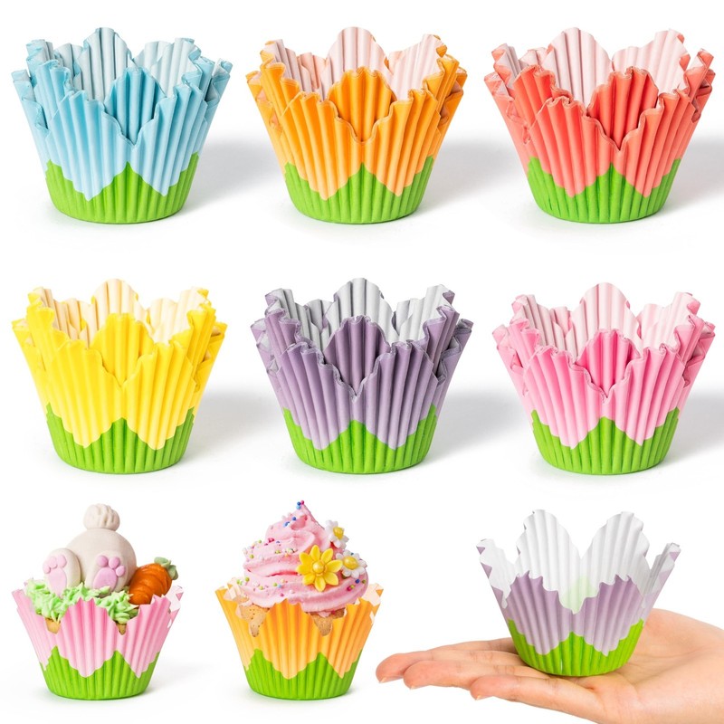 300pcs Flower Cupcake Liners - Easter Baking Cups, Spring Tulip Muffin Wrappers gallery
