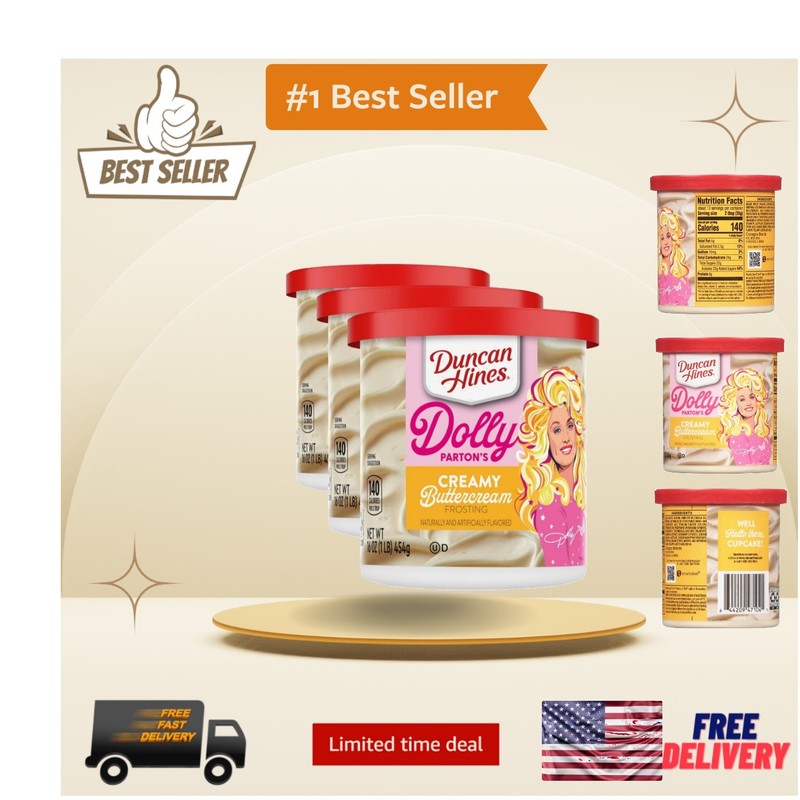 3-Pack Dolly Parton’s Creamy Buttercream Frosting – Kosher & Delightfully Sweet