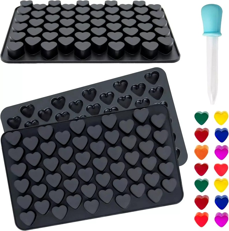 3 Pack Silicone Heart Molds for Gummy Candy Chocolate Soap Jelly