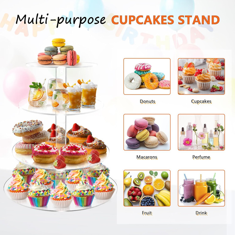 Cupcake Stand, 4 Tier Cupcake Stand for 50 Cupcakes, round Tiered Cupcake Tower, gallery