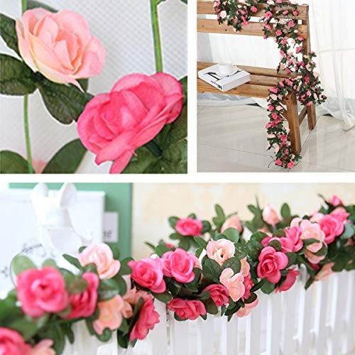 Fake Rose Vines Flowers Plants, 2 Pack 8.2 Feet Artificial Rose Flower Vine gallery