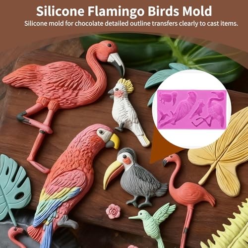 Fondant Molds, Silicone Flamingo Birds Mold 3D Bird Fondant Mould Flamingo gallery