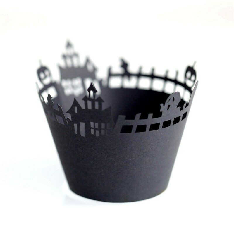 Halloween Pumpkin Wrapper 12PCS/Set For Party black Lace Baking Cup Cupcake gallery