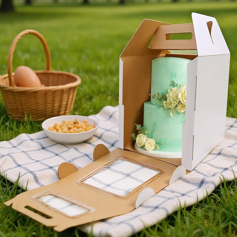 3PCS White Tall Cake Boxes Tier Cakes 14x14x16 Inch Layer Cakes Carrier Tall ... gallery