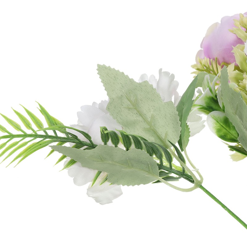 2Pcs 5 Branch Artificial Silk Peony Hydrangea Fake Flowers with Stem, Purple gallery