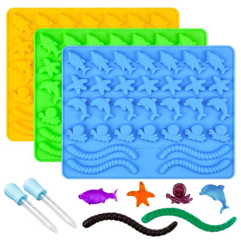 Gummy Molds Hard Candy Molds – Candy Molds Silicone Including Worms Starfishs