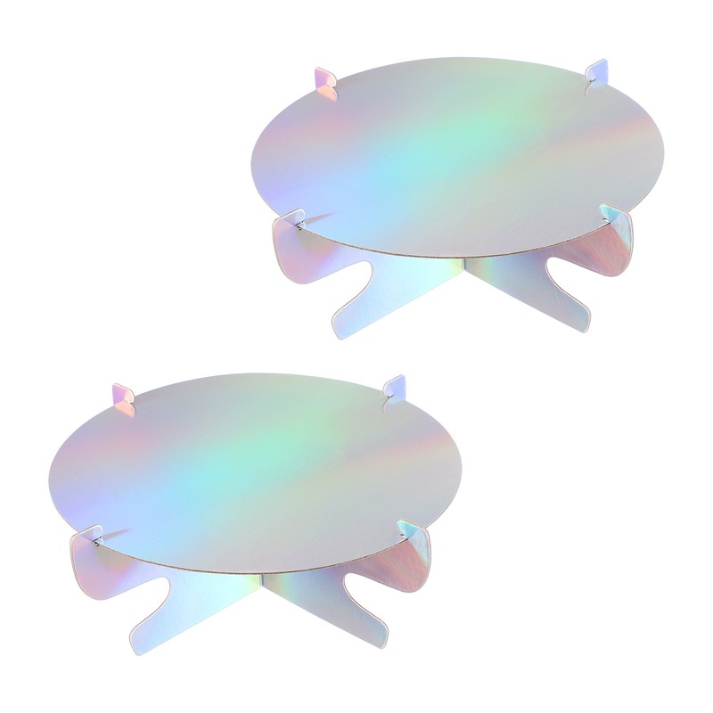 2 Pcs 1-Tier Cardboard Cake Stand Holder, 12 Inch Round Cupcake Stand, Colorful