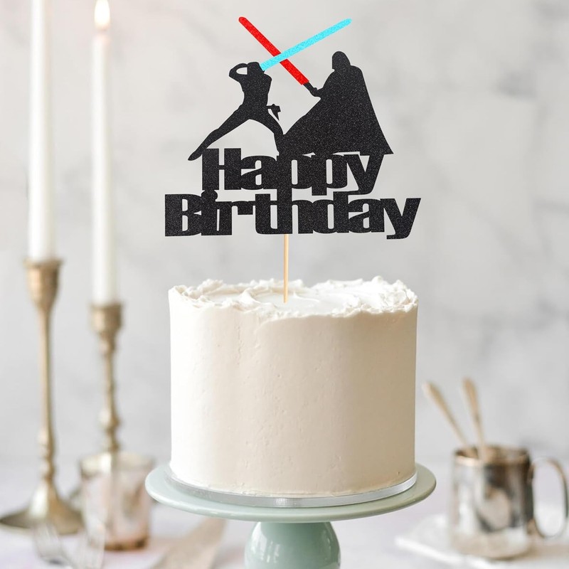 1Pc Darth Vader Happy Birthday Cake Topper Alien War Cake Pick - Children's gallery