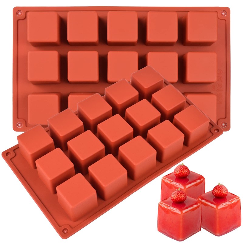 2 Pack Square Silicone Mold, Candy Chocolate Mousse Cake Baking Mold Dessert …