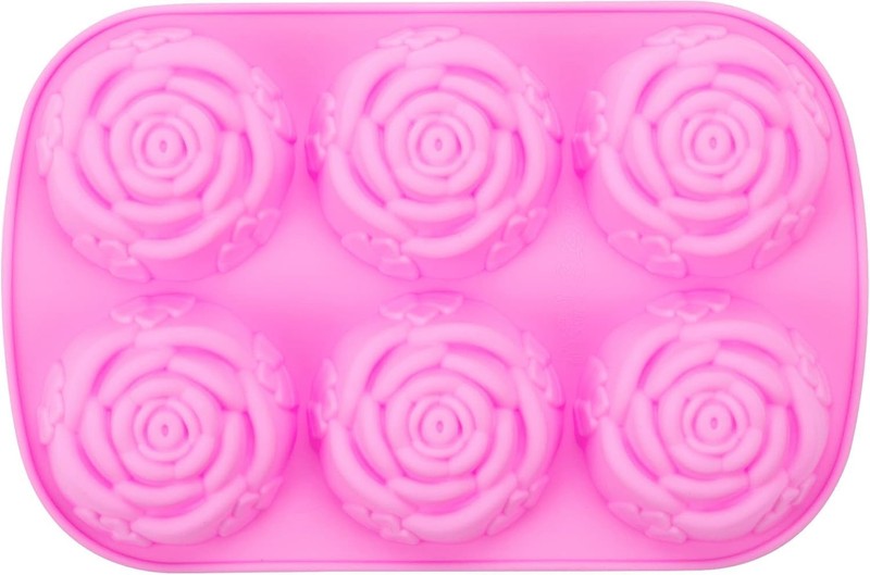 Rose Ice Cube Mold, 1Pc Silicone Flower Ice Cube Trays, 6 Cavity Cocktails Wh…