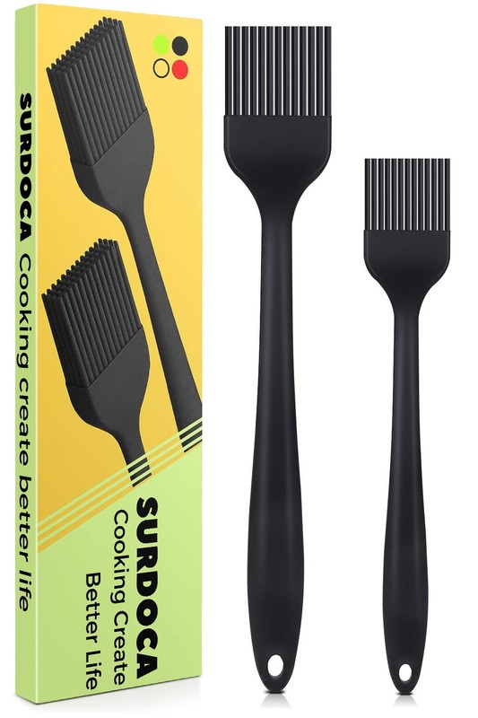 SURDOCA Silicone Pastry Basting Brush – 2Pcs 10 + 8 in Heat 10.1“+8.2″, Black