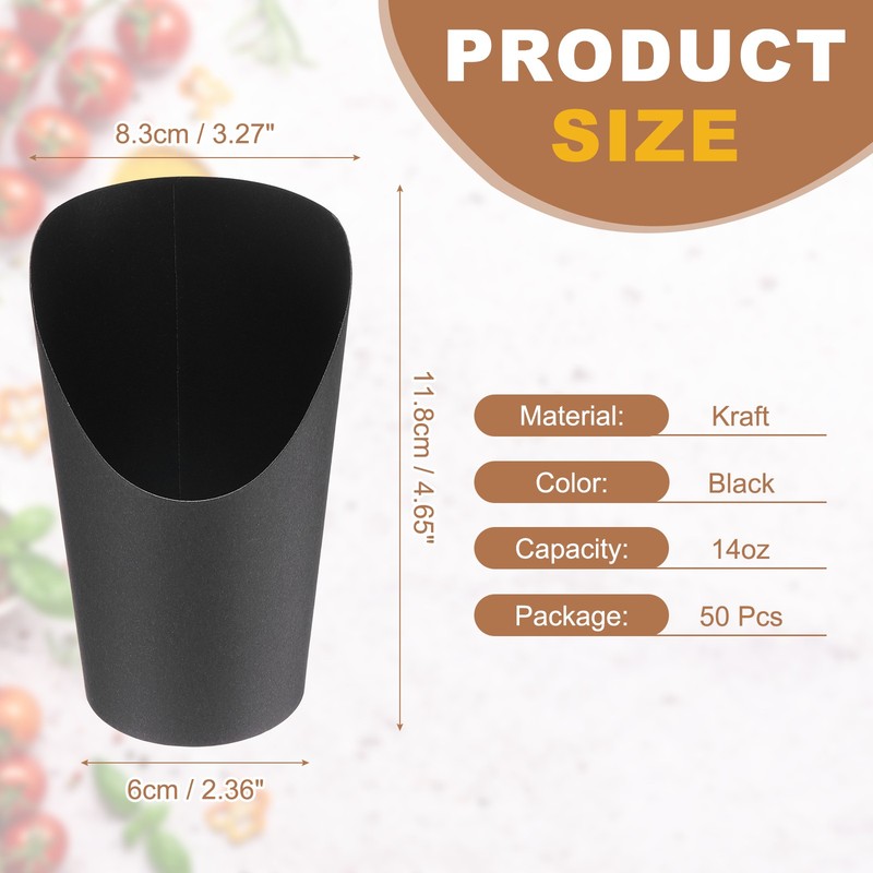 50Pcs French Fries Holder, 14oz Disposable Paper Charcuterie Cups, Black gallery
