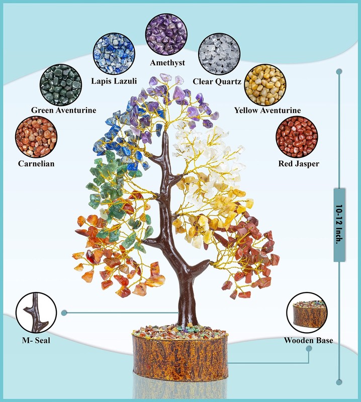 Crocon Seven Chakra Crystal Tree Of Life Bracelet 2 Pendants Feng Shui Bonsai gallery