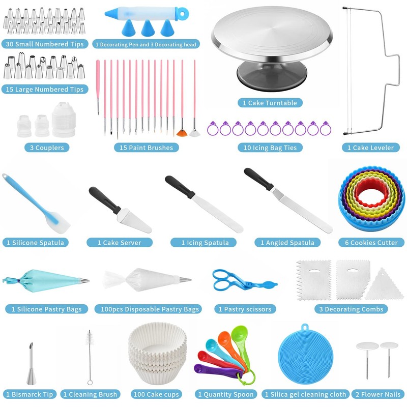 300 PCS Cake Decorating Kit, Cake Decoration Supplies, Baking Accessories Too... gallery
