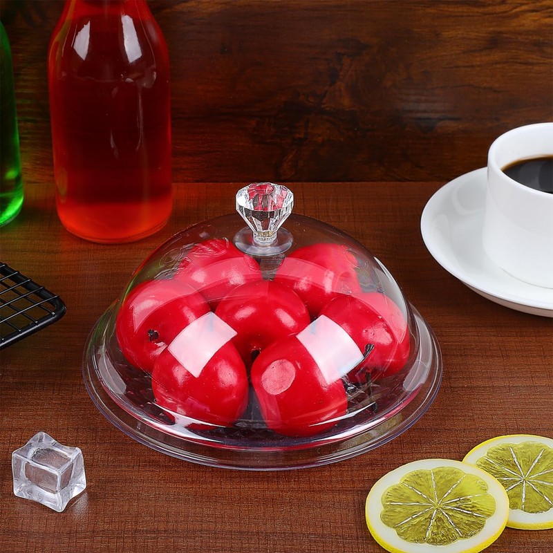 Smooth Cake Serving Tray with Cover 6.29 Inch Round Acrylic Dome Cake Plate f... gallery