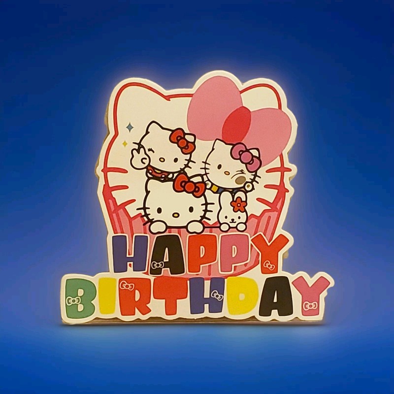 Hello Kitty Birthday Cake Topper With Stakes 6"×6" New gallery
