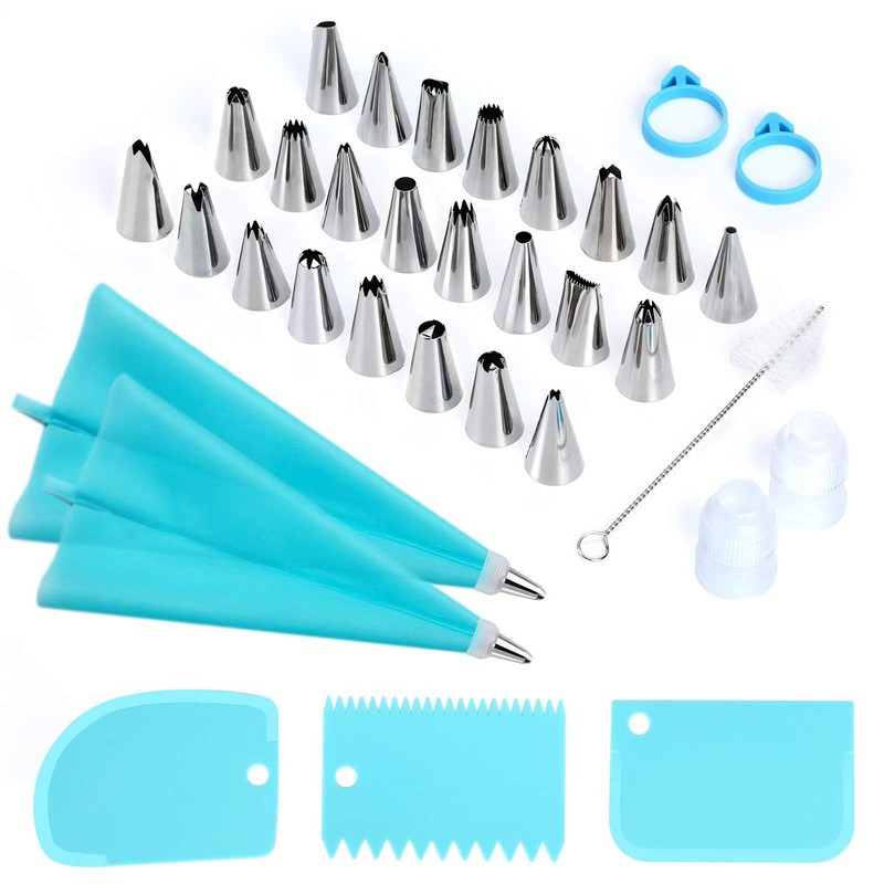 Cake Decorating Kit Piping Bags and Tips Set With 24 Stainless Steel Piping