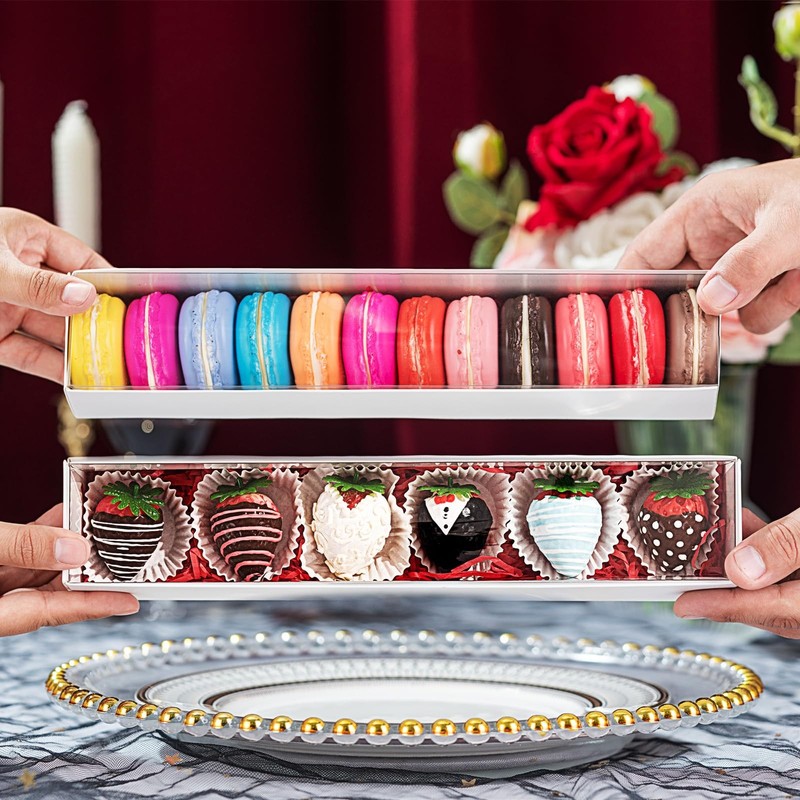 23PCS Strawberry Boxes 12x2¼x2 Inch with Full Clear Window,Drawer Boxes Macar... gallery