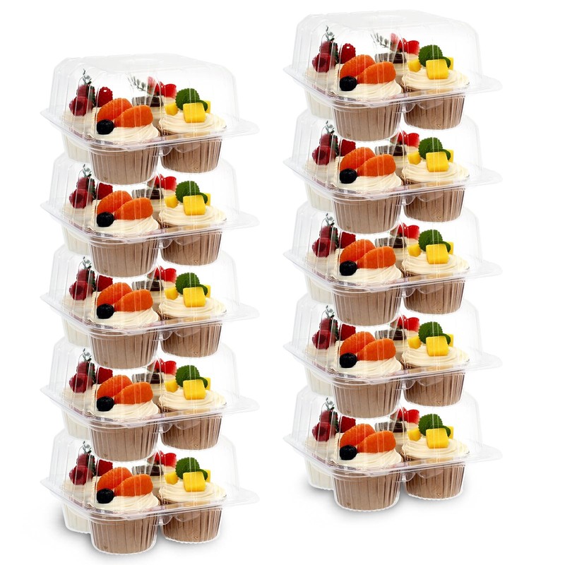 80 Pack Plastic Cupcake Containers 4-Compartment Clear Boxes Disposable Cupca…