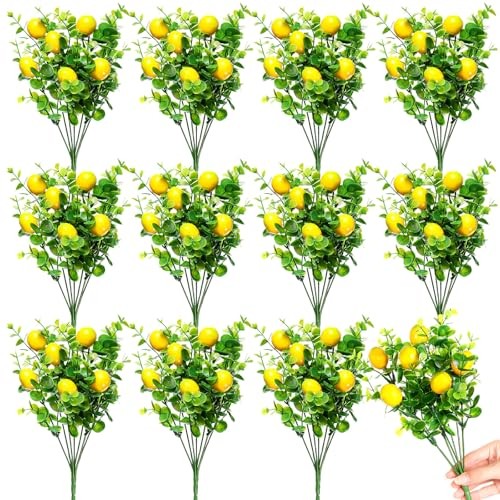 Pack Lemon for Decoration Fake Lemon Branches Artificial Vivid 12 Lemons