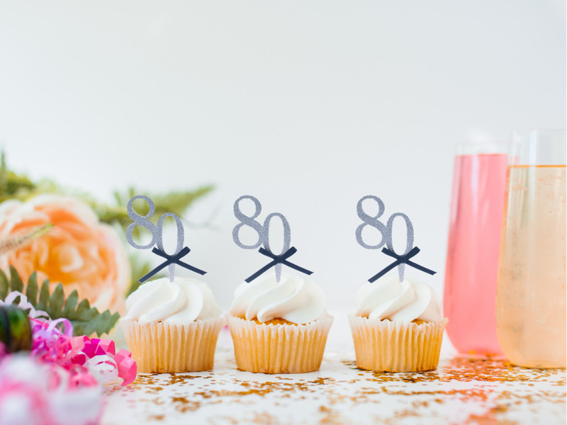 80th Birthday Cupcake Toppers