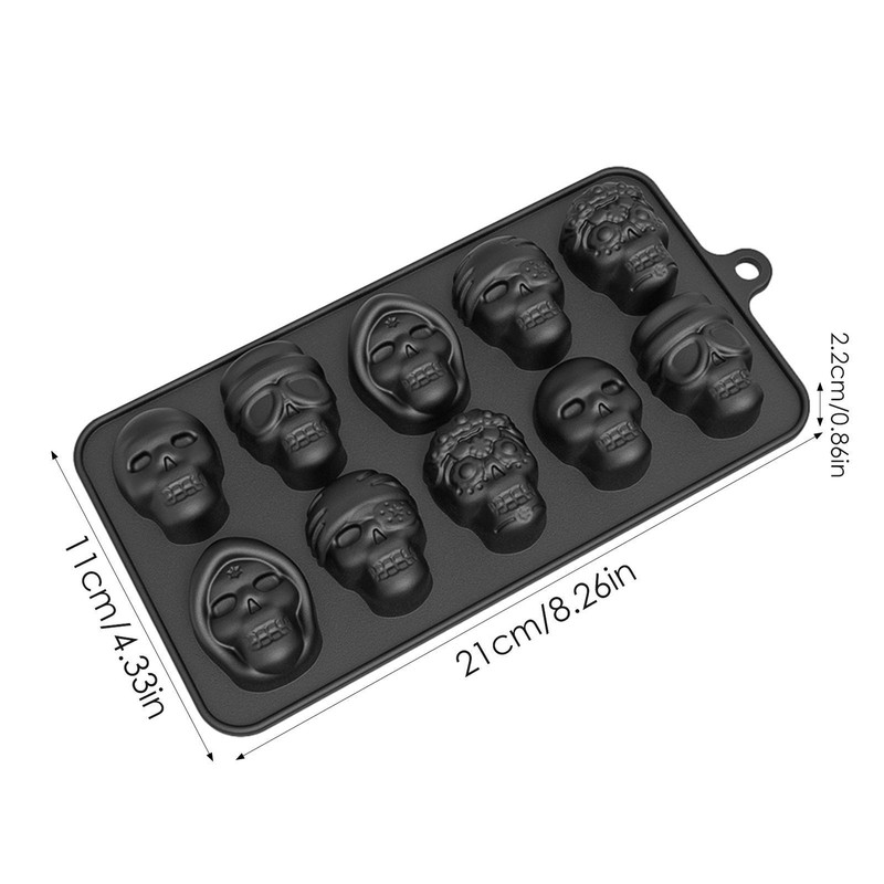 10-Cavity Silicone Skull Mould Fondant Cake Mold Chocolate Candle Skeleton Mold gallery