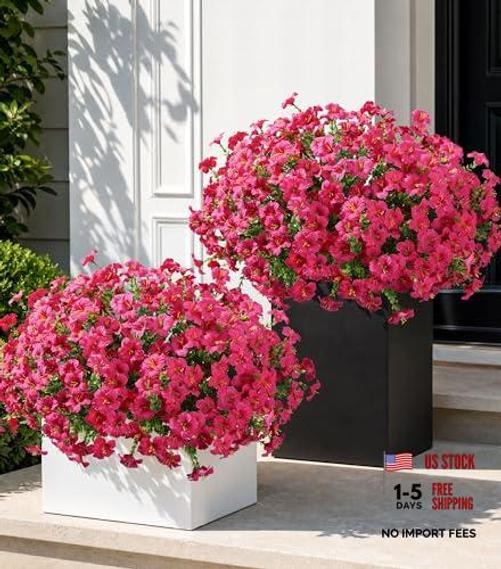 Artificial Flowers for Outdoors Decoration, 20 Bundles Faux Morning Fuchsia