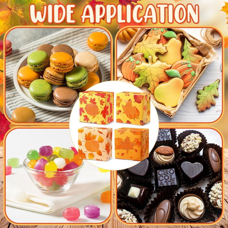 48 PCS Thanksgiving Cookie Boxes Window Maple Leaf Pumpkin Bakery Treat Box gallery