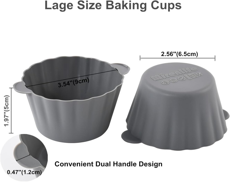 12 Pack Reusable Non-Stick Large Silicone Baking Cups, 3.54 Inch Jumbo Silicone gallery