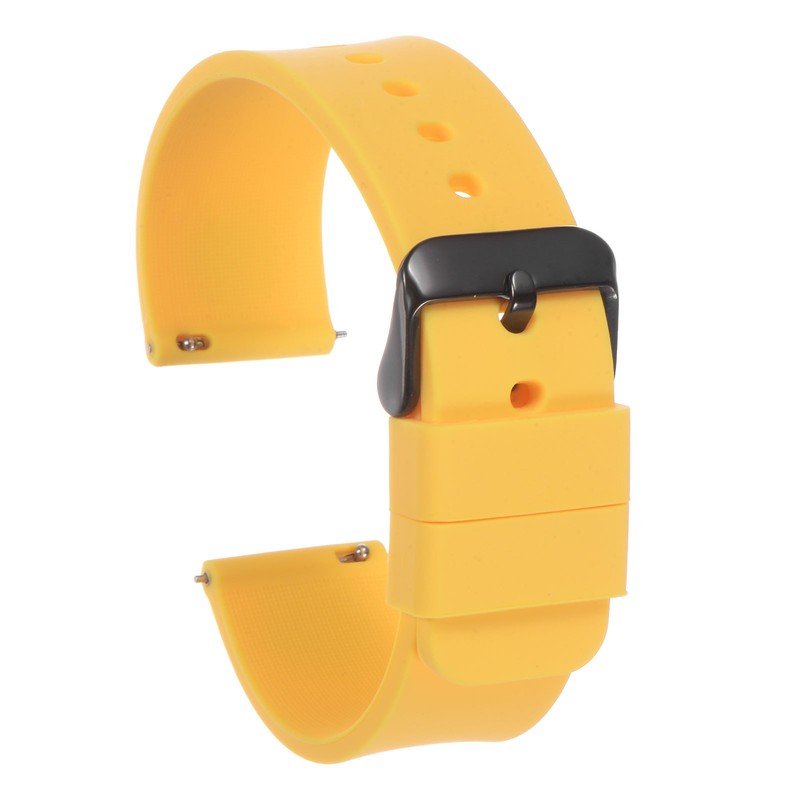 24mm Silicone Watch Band with Quick Release and Black Yellow Buckle