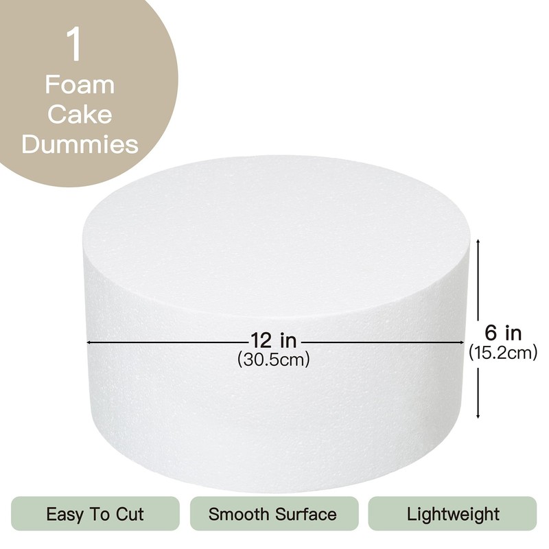 Round Foam Cake Dummies 12x6 Inch Polystyrene Circle Dummy Modeling Crafts gallery
