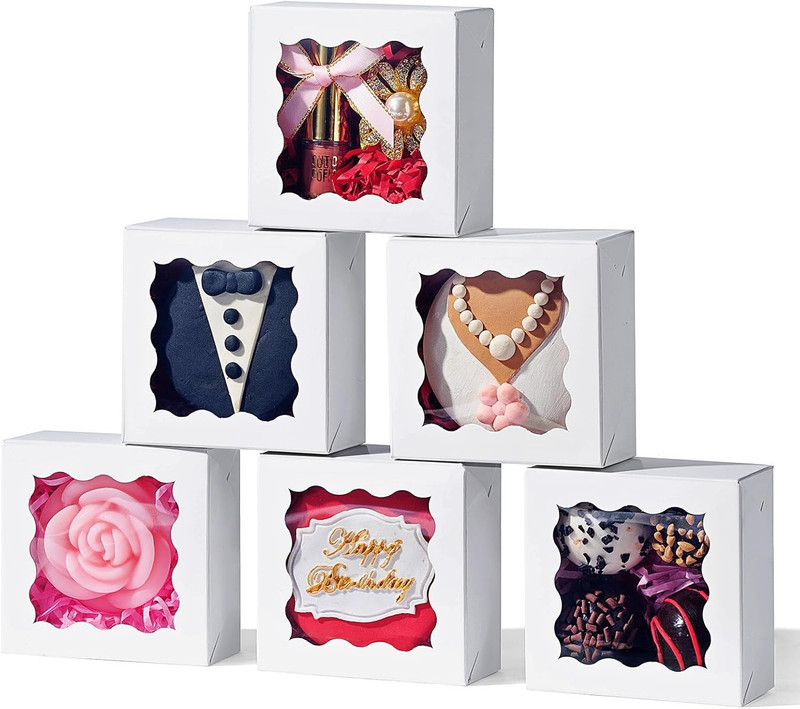 3X3X1.5Inches 100PCS Homemade Soap Boxes with Window Chocolate Covered Strawberr