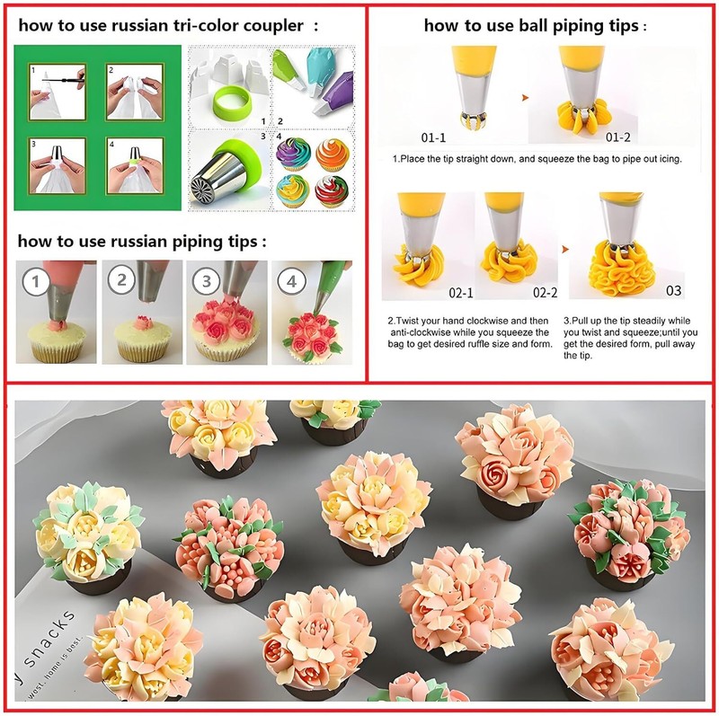 357 Pcs Cake Decorating Kit,with Aluminium Alloy Cake Turntable,48 Numbered gallery