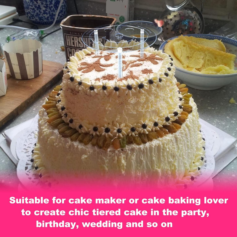 80Pcs Cake Tier Stacking Kit 10Pcs Clear Cake Separator Plates for 4, 6, 8, 10, gallery