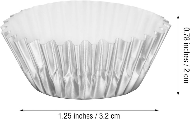 400 Pieces Mini Foil Cupcake Liners, Metallic Baking Cups, Disposable, Silver, gallery