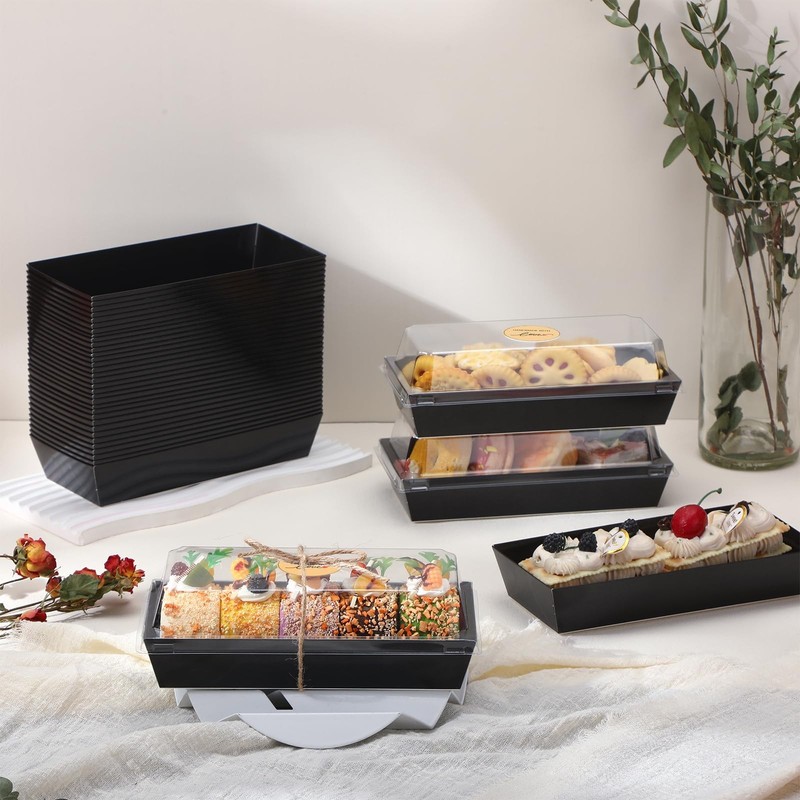 100 Pcs Black Charcuterie Boxes with Clear Lids Cookie Boxes Disposable Cake ... gallery