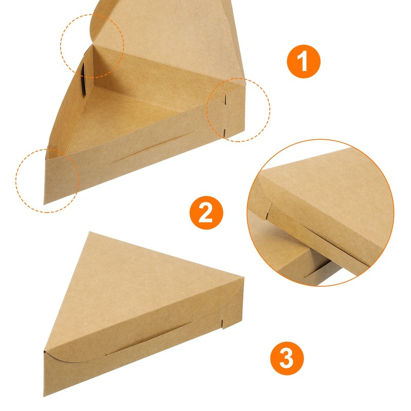 Pizza Boxes, 24Pcs 205x165x45mm - Triangle Pizza Slice Box (Brown) gallery