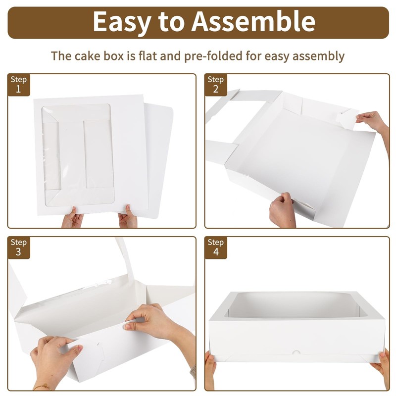6 Pack 19x14x4 Inch Large Half Sheet Cake Boxes with Thick Cake Boards, White... gallery