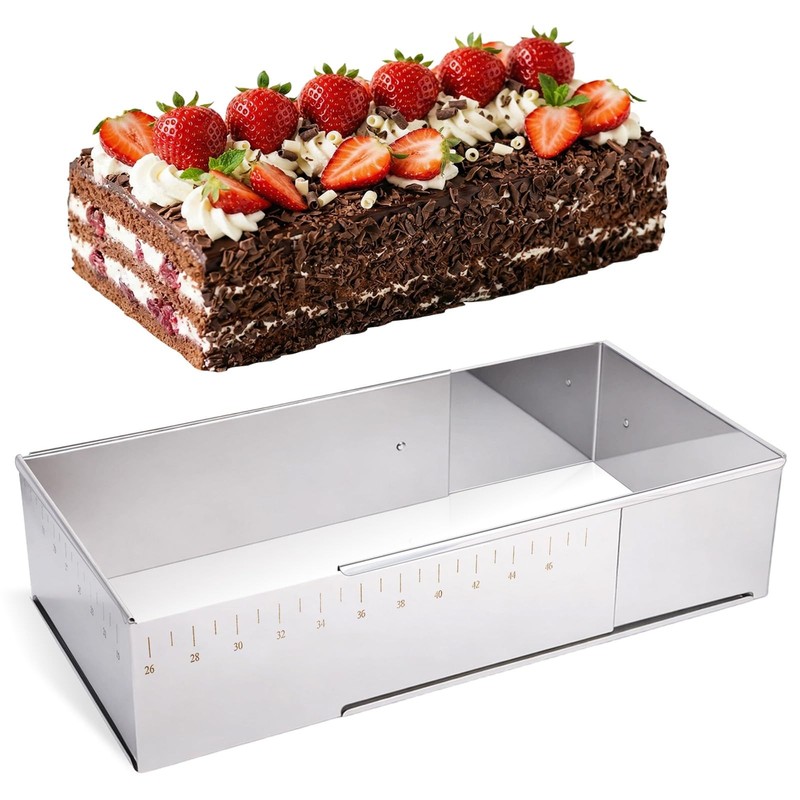 Rectangular Mousse Cake Mold, Stainless Steel Heavy Duty Adjustable Rectangle…
