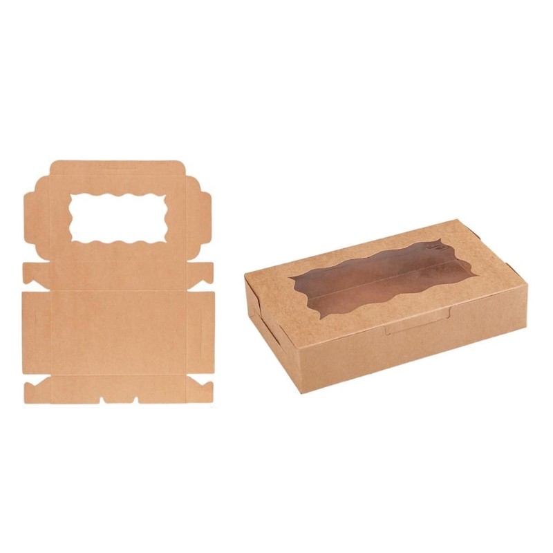 20pcs Elegant Brown Bakery Boxes with Viewing Window for Cakes and Treats gallery