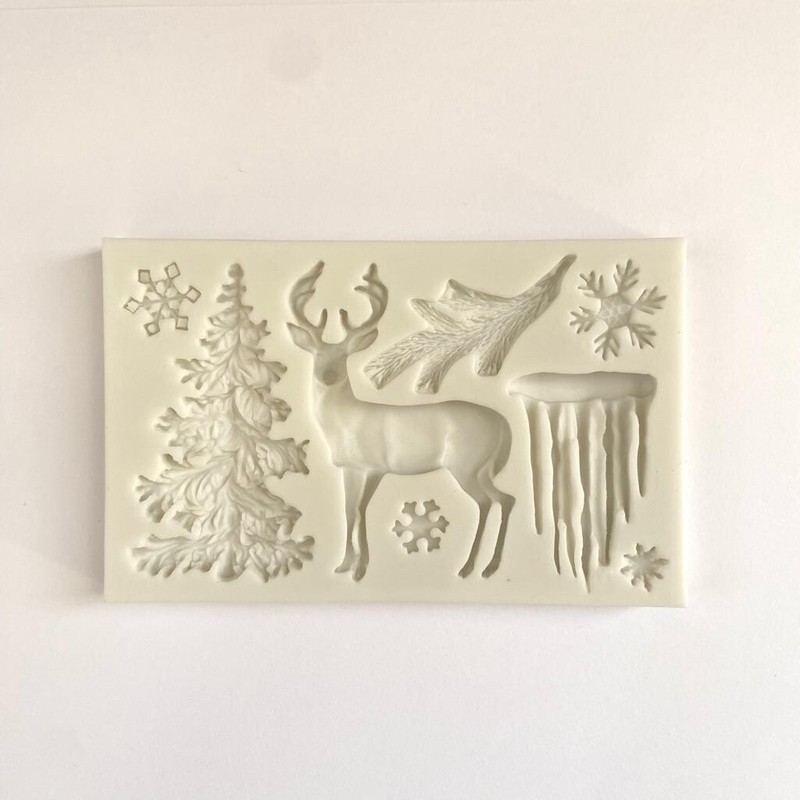 CHRISTMAS VARIETY MOLD – Deer, Christmas Tree, Snowflakes, Icicles Fondant Mold
