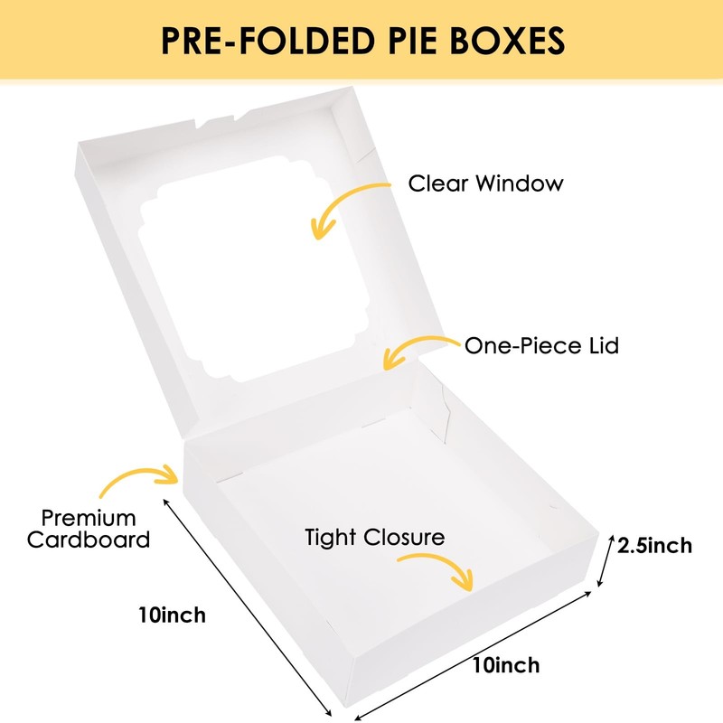 Pie Boxes, 45pcs 10x10x2.5 Inches Bakery Boxes, Auto-Popup Cookie Container w... gallery
