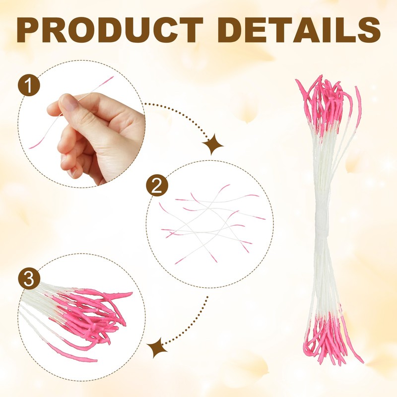 10mm Double Heads Flower Stamen 150 Pcs Artificial Flower Stamen Pistil Rose Red gallery