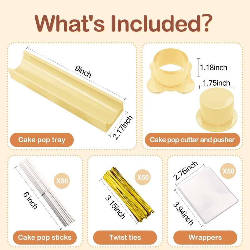 Circle Cake Pop Mold for Baking with 50PCS Cake Pop Sticks Bags Ties,Baking M... gallery